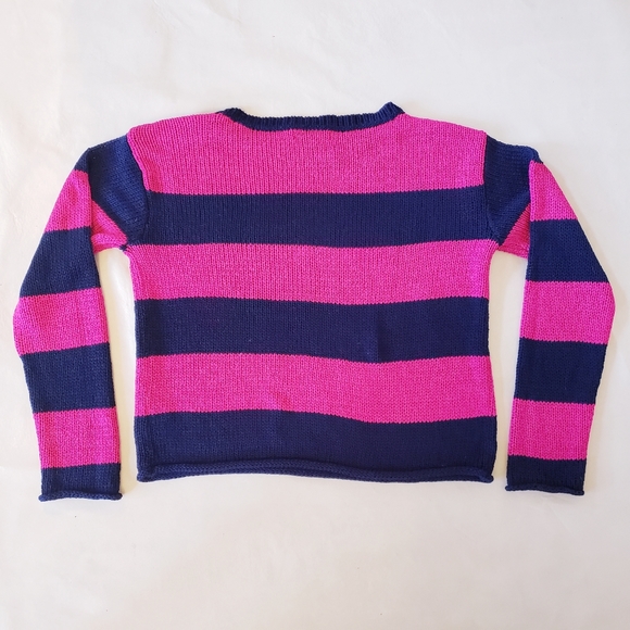 Ralph Lauren Loose Knit Pink & Blue Horizontal Stripe Boxy Sweater, Size M - Picture 7 of 8